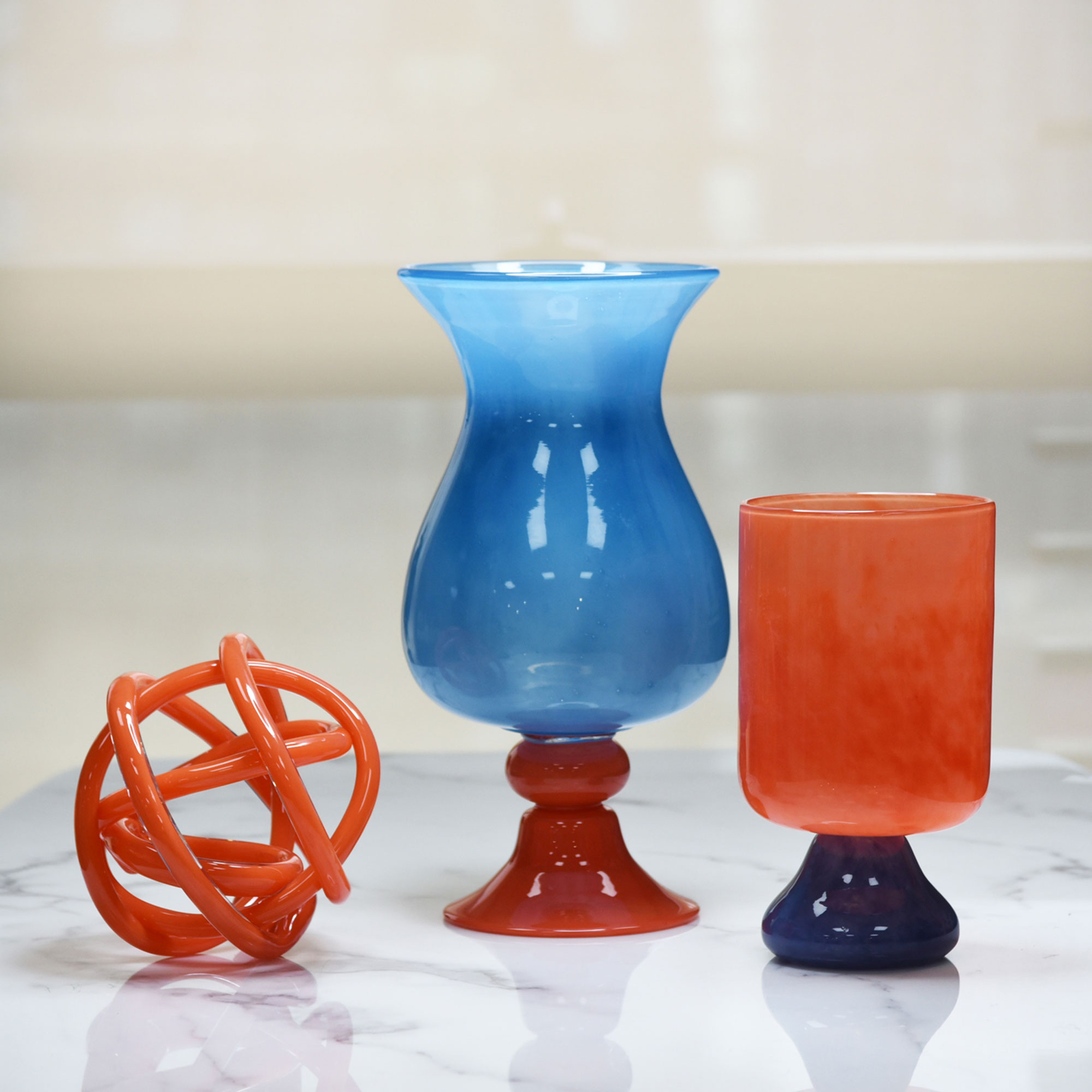 AB colors Glass Vase & Knot