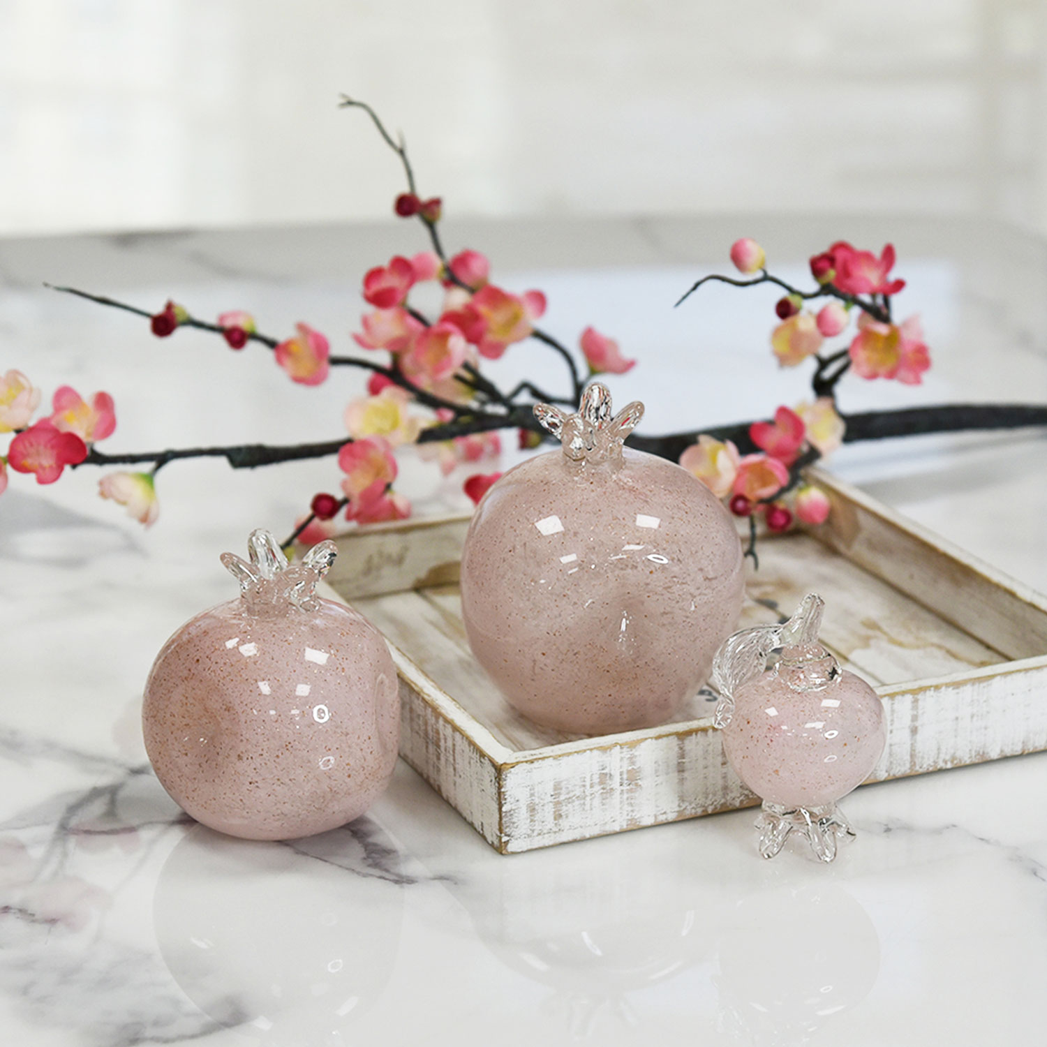 Soft Pink Glass Pomegranate
