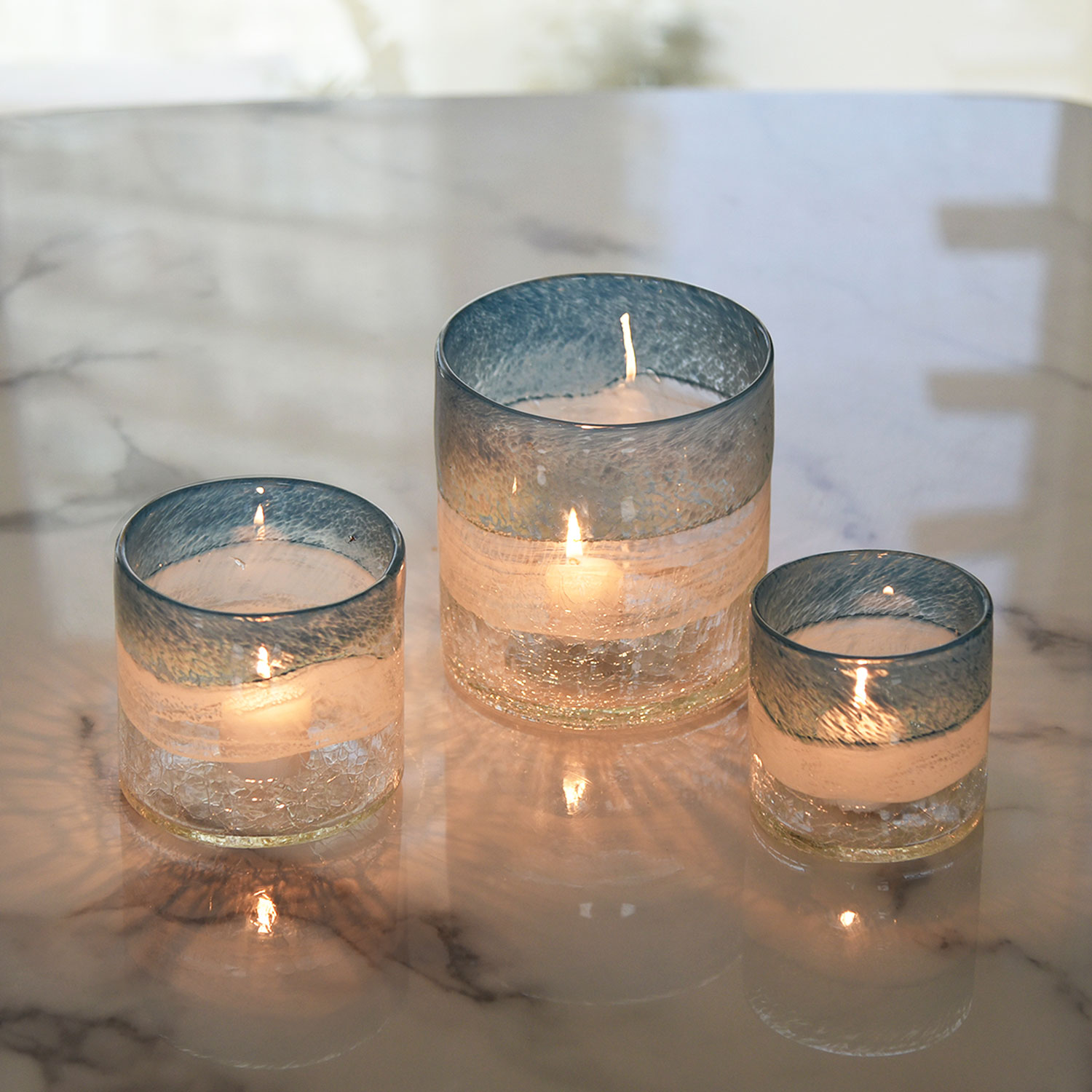 Ocean Blue Style Glass Votive